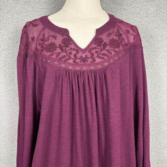 Style & Co Women's Lace-Trim Embroidered Top Berried Treasure 2XL NWT's. - Picture 2 of 11